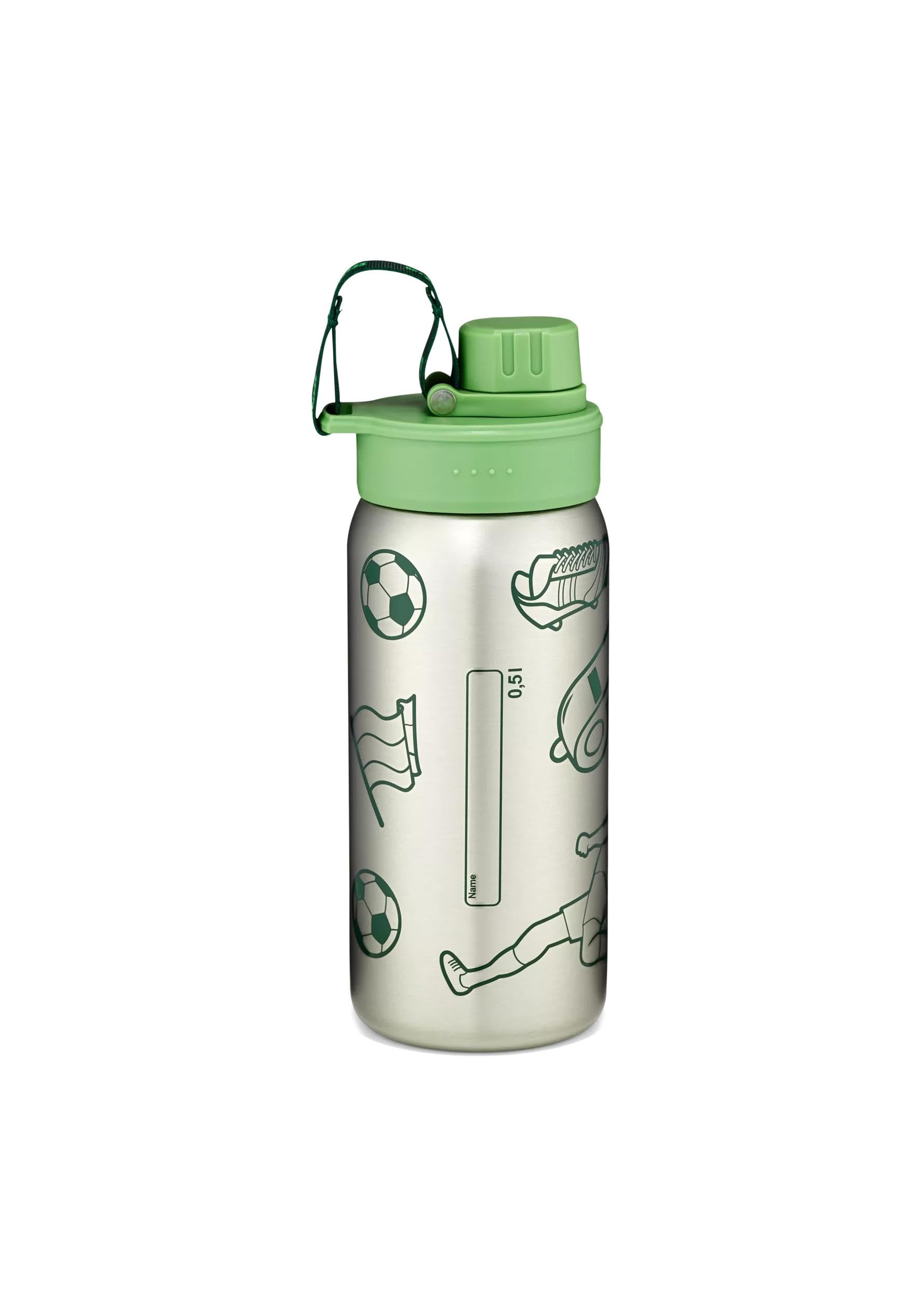 ergobag Gourde en acier inoxydable avec différents motifs pour enfants, 500 ml, sans BPA, étanche, facile à nettoyer Vert