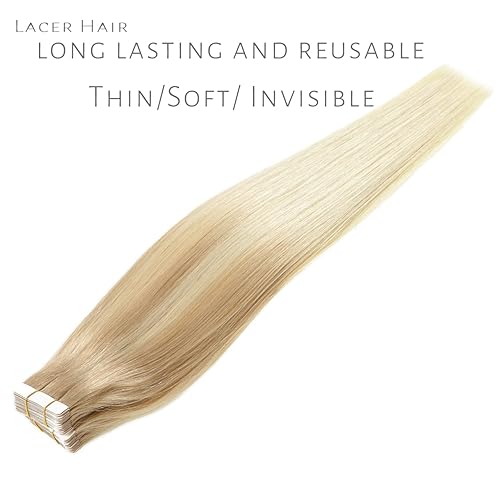 Miniatura 6 de Lacerhair - Extensiones de cabello humano sin costuras de la mejor calidad, con Balayage y color degradado, de cabello humano 100% virgen, con cinta