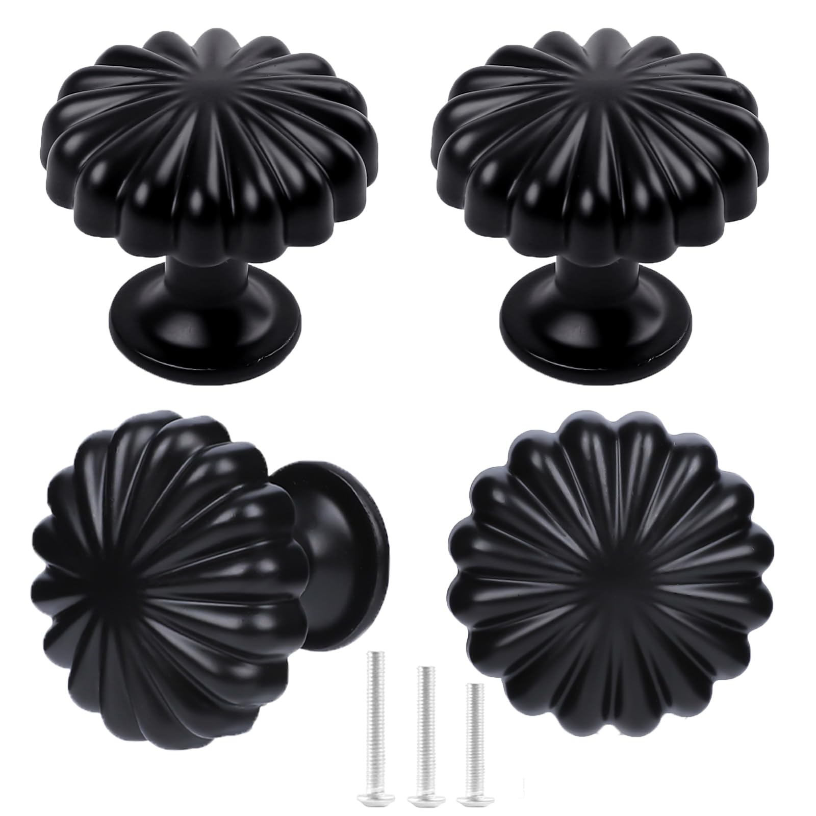 ShipeeKin 4X Matte Black Cupboard Knobs Aluminum Alloy Wardrobe Pulls