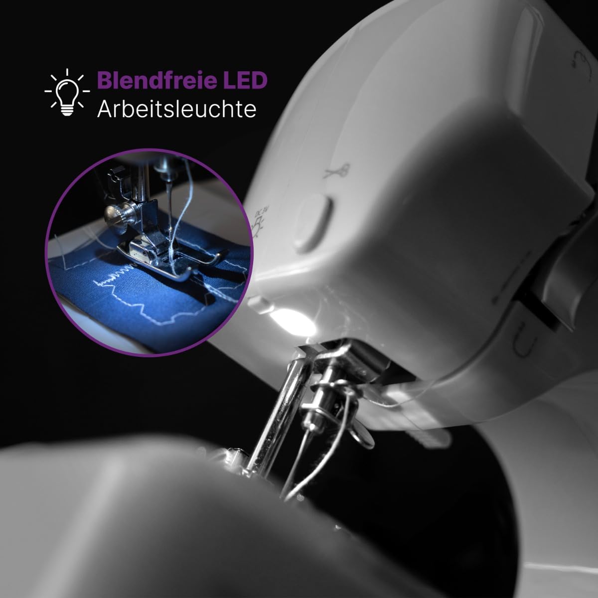 Bomann® Nähmaschine für Anfänger mit 12 Stichmustern | Sewing Machine mit Vor- u. Rückwärtsnähfunktion & 2 Geschwindigkeitsstufen | mit Batterie- oder Netzbetrieb & blendfreiem LED-Licht | NM 6063 CB