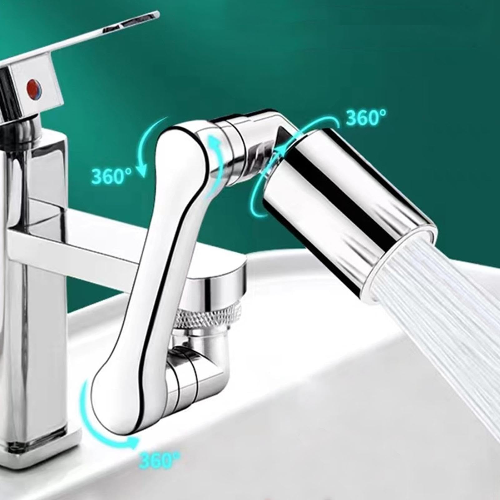 Extensor de grifo de baño, extensor de grifo de 1080 grados, extensor de brazo robótico giratorio, accesorio de grifo a prueba de óxido, extensor de grifo multifuncional, extensor de grifo de