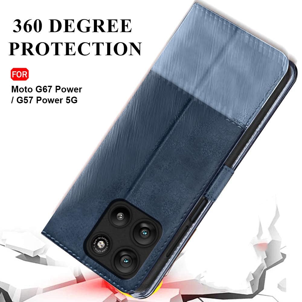 TheGiftKart Flip Back Cover Case for Motorola Moto G67 Power / G57 Power 5G | Dual-Color Leather Finish | Inbuilt Stand & Pockets | Wallet Style Flip Back Case Cover (Faux Leather, Blue & Sky) — Amazon image 8