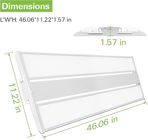 Miniatura 7 de Hykolity Paquete de 2 luces LED lineales de alta bahía de 4 pies, luz LED de tienda de 300 W, 37500 lm 125 LMW, 100-277 V, 0-10 V Dim, luz colgante