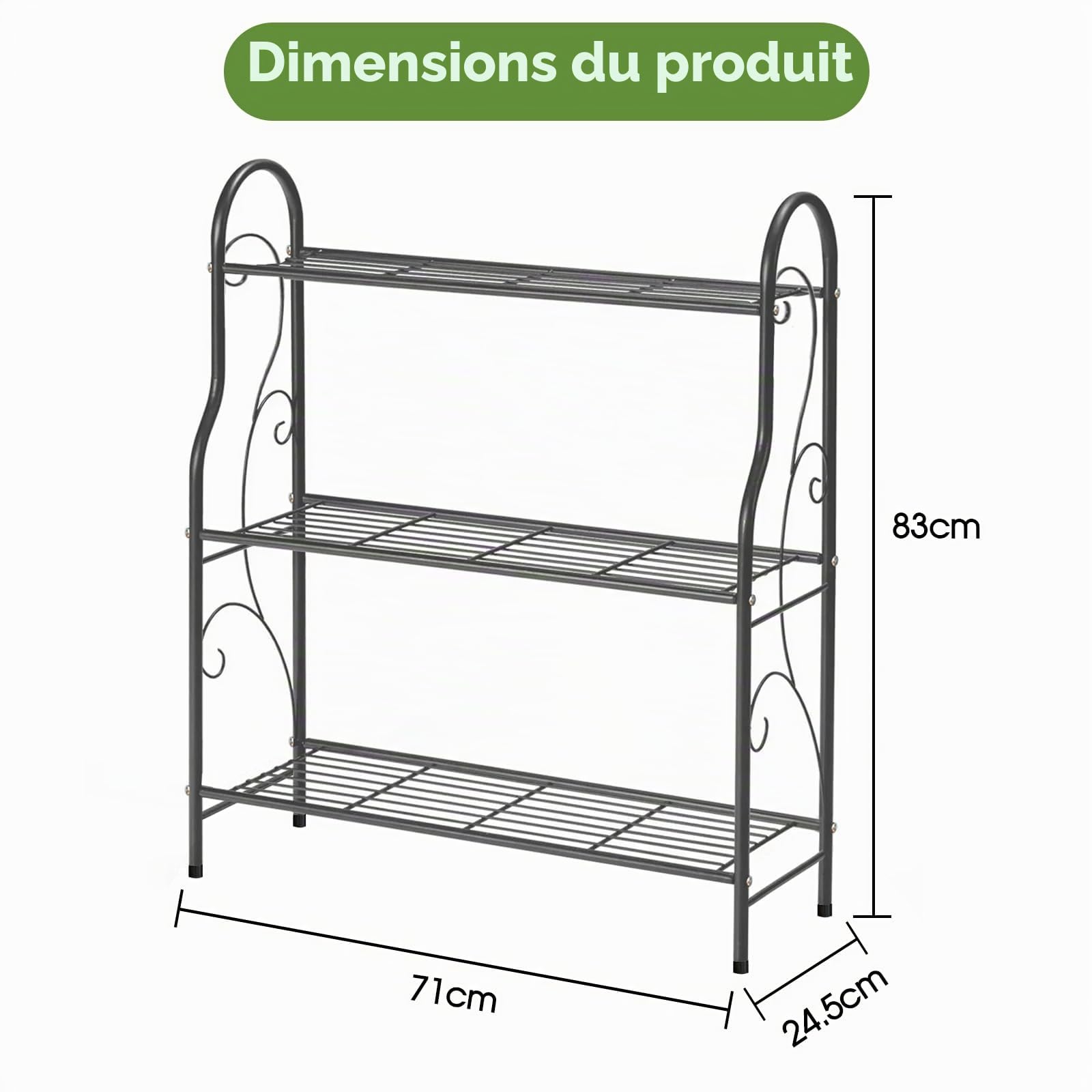 Support pour plantes à 3 niveaux, étagère échelle en métal pour plantes d'intérieur et d'extérieur, étagère étanche pour le salon, le balcon, le jardin