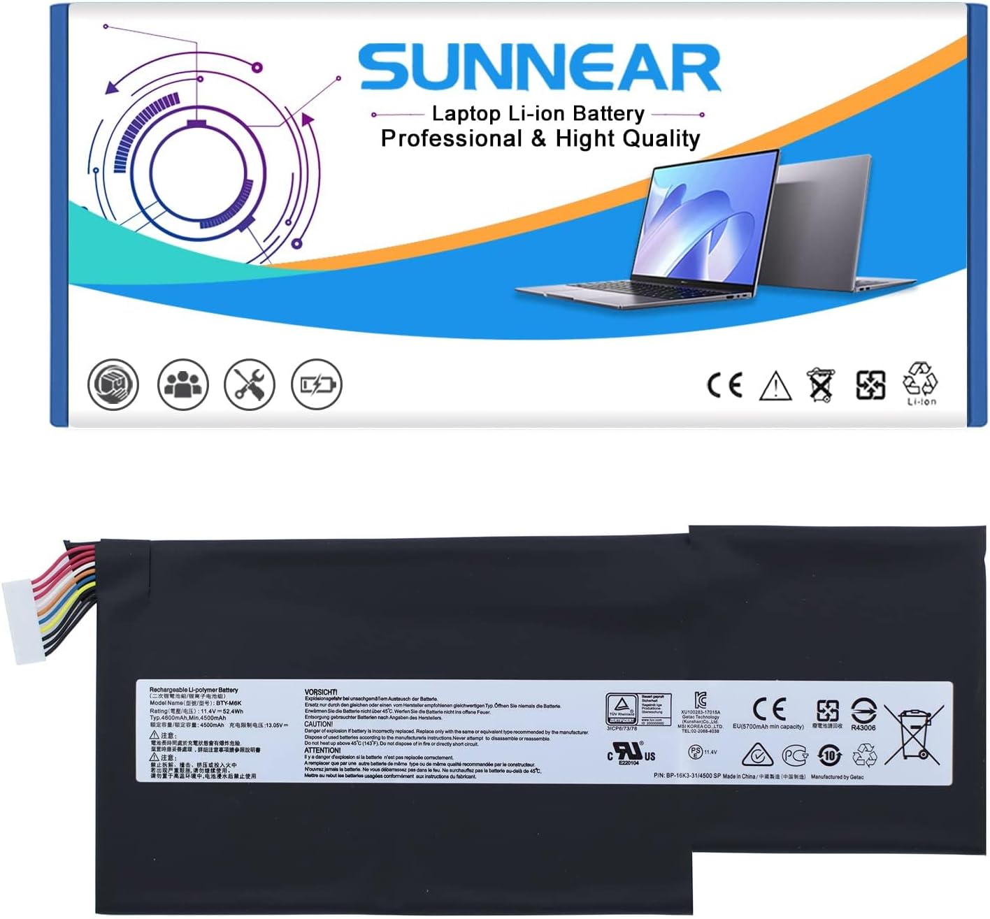 Batteria Sostitutiva Per MSI Laptop 11.4V 4500mAh - Compatibile Con GF63, GF65, GF75 E Altri - Foto 2