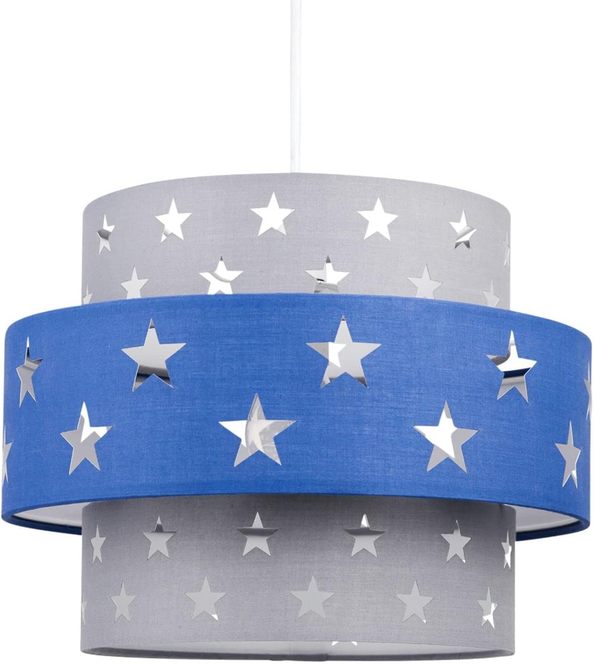 Easy Fit Light Shade Blue Star Design 2 Tier Ceiling Lighting Boys Bedroom