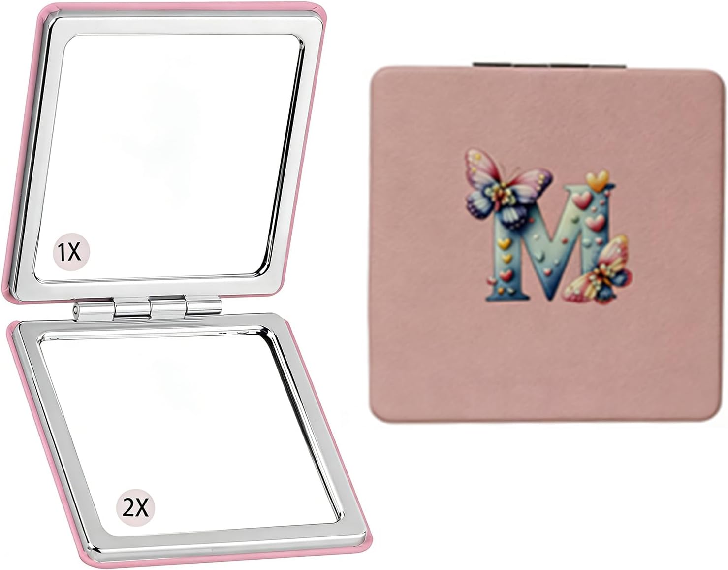 Personalized Compact Mirror, Monogram Initial 1X/2X Magnification Travel Pocket Makeup Double Sided, Portable, Folding, Handheld Mini Square Mirror With Cute Cat for Girls Students Women (Letter T) image 5