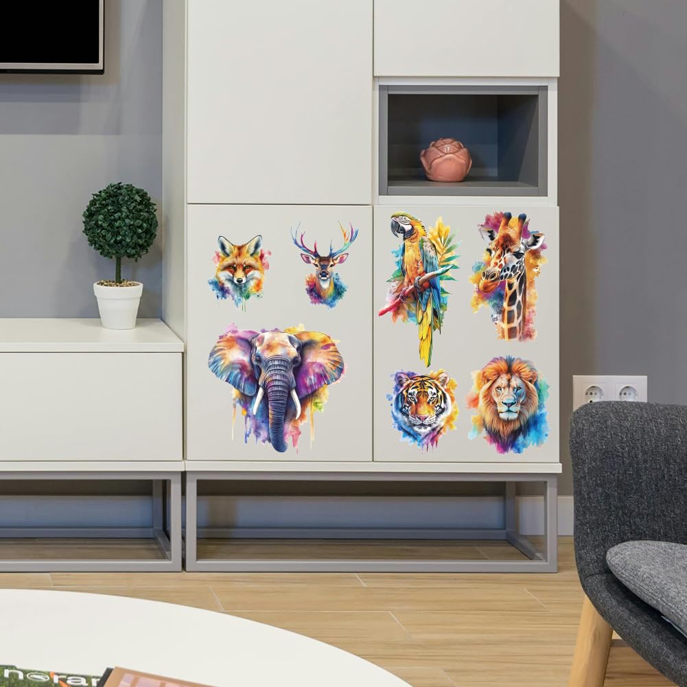 Peacoblue Rub on Transfer Decals for Furniture Crafts Decor Colorful Animals 6"x12" - Image 4