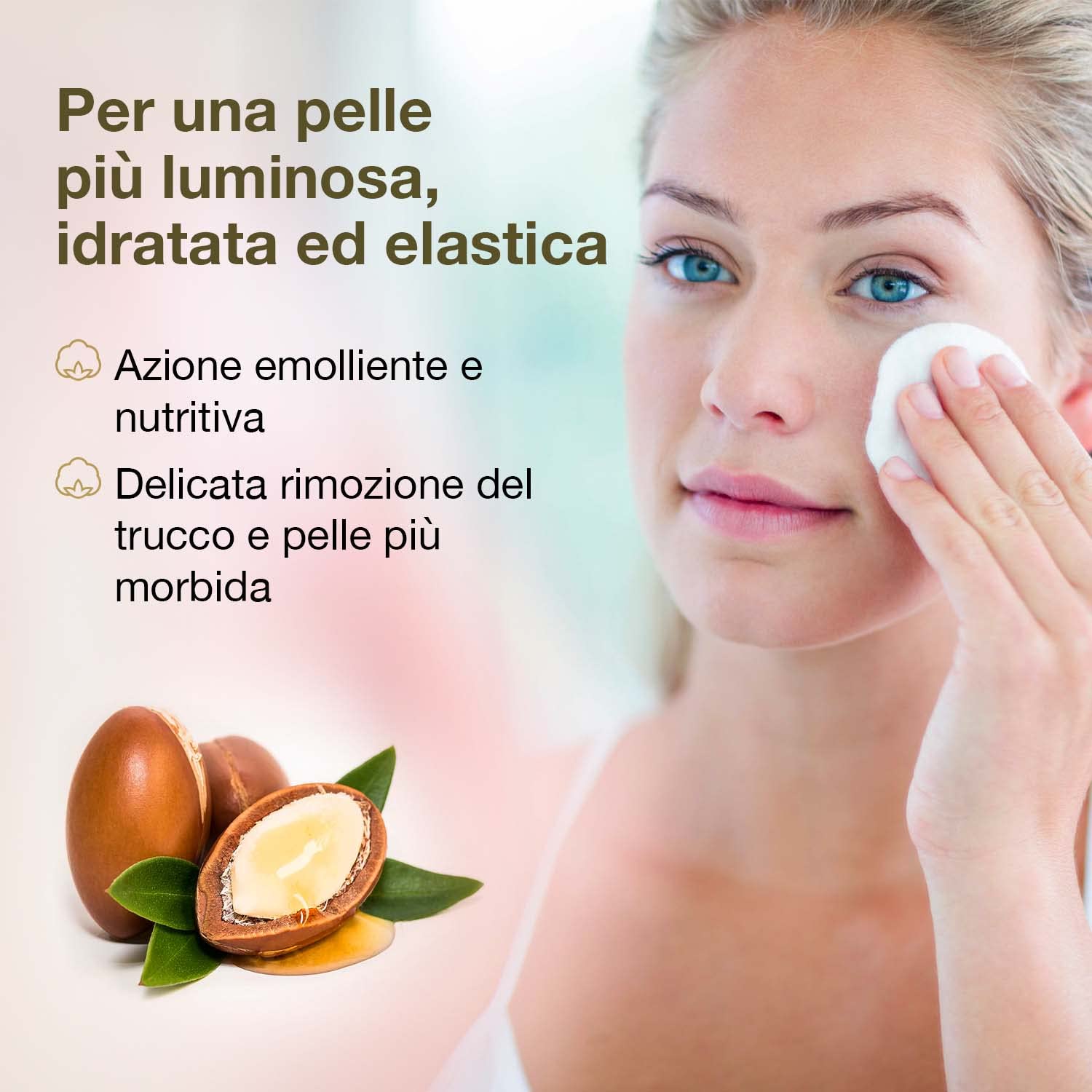 COTTON SOUND ARGAN Maxi Dischetti Struccanti 40 Pezzi, Dischetti 100% Cotone con Microcapsule d'Argan, Azione Emolliente, Lato Liscio e Lato Goffrato, Made in Italy