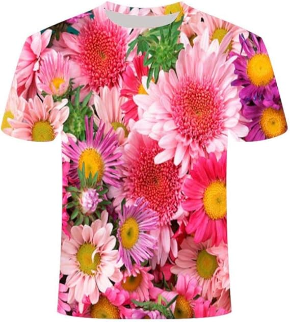 Flower TShirt Casual Printed Tee Top Short Sleeve TShirt Amazon.co