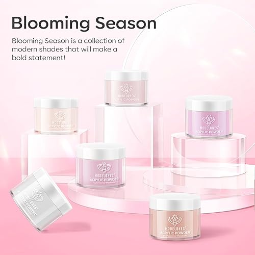 Miniatura 7 de Modelones - Polvos acrílicos, juego de 6 colores de polvo acrílico transparente en tonos desnudos, blanco lechoso, rosa desnudo para arte de uñas