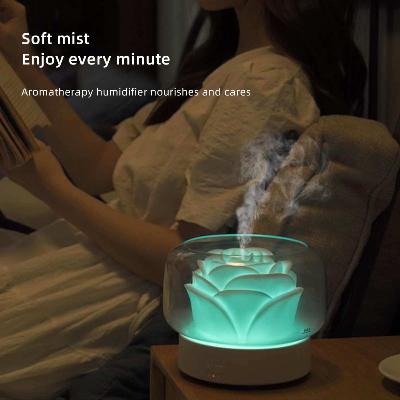 BestAlice Diffusori di oli essenziali, diffusori per oli essenziali, grande stanza, diffusore per aromaterapia da 400 ml con luce in 7 colori, spegnimento automatico senz'acqua, bianco-UK