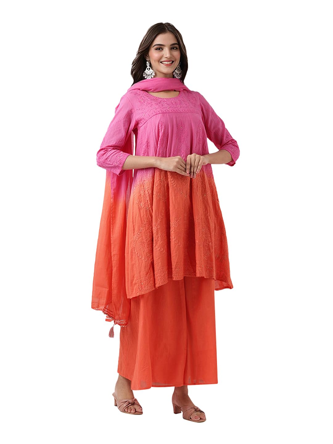 ishin Ombre dyed threadwork kurta with pants and dupatta-picture-16