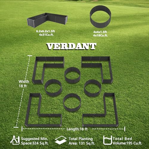 A ANLEOLIFE 8-Pack 4X4X1.5ft & 74x74x18in Deep Root Galvanized Raised Garden Beds Outdoor for Planting Vegetables Flowers Herb, Quartz Grey