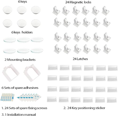 Miniatura 8 de (24Locks + 6keys) Withletune Magnetic Cabinet Locks for Child Proofing - Child Safety Drawer Lock, Suitable for Kitchens, cabinets, and Storage