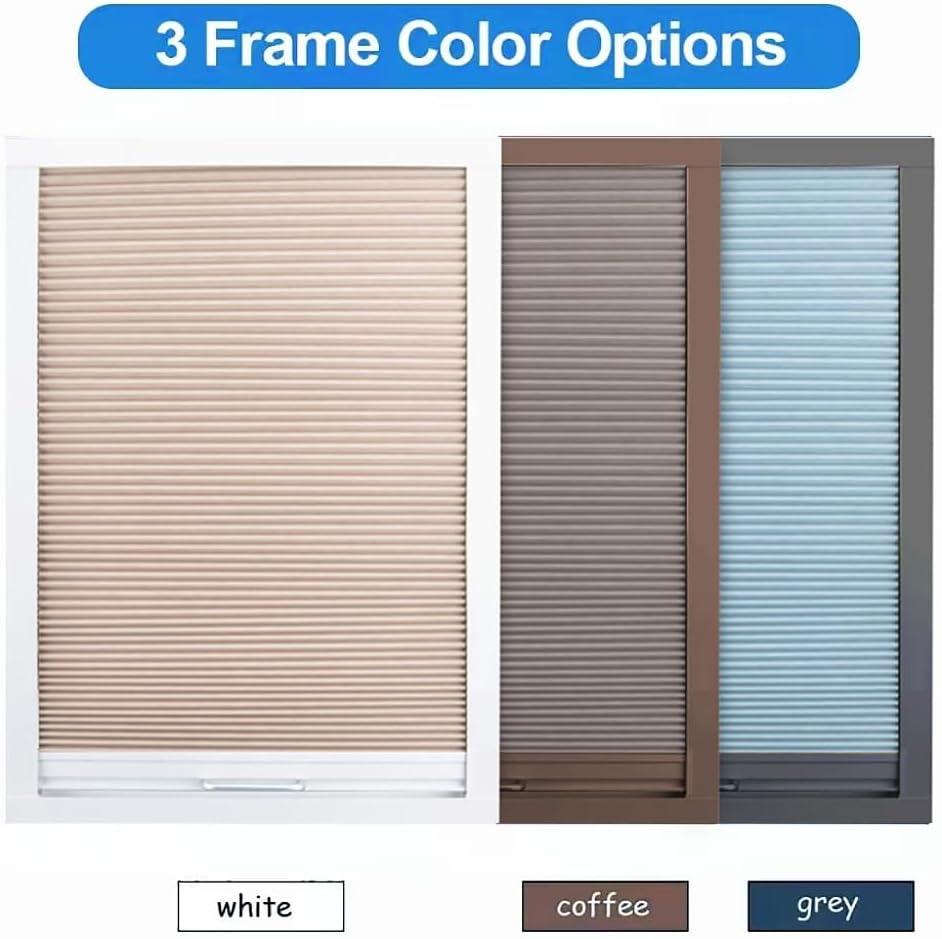 tipiace Manual Skylight Blinds Cellular Honeycomb Full Blackout Fabric Skylight Curtain Shades Suitable for Roof Inclined Plane Room Windows (Beige Yellow 93021D)
