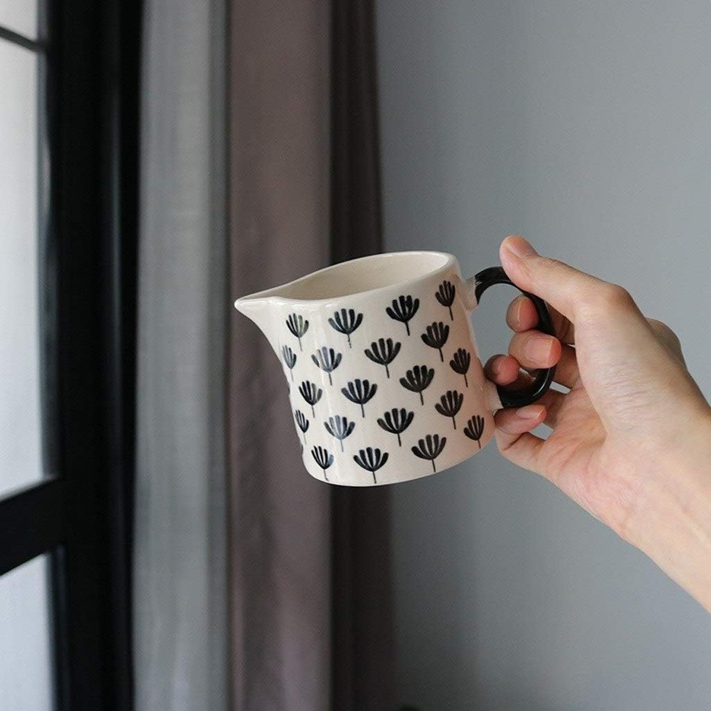 2 Piece Set with Cream Pitcher Ceramic Creamer Milk Jug Pourer Pitcher Jug Gift for Tea Coffee Lovers Stainless Steel Double Insulated Gravy Boat/Sauce