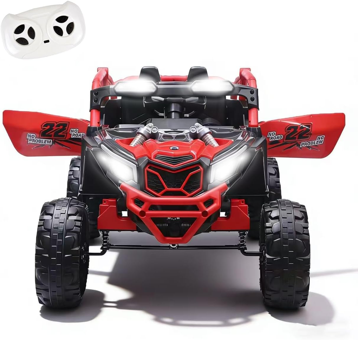 24V Ride on Toys for Big Kids, 2 Seater Electric Car w/Parents Remote Control, 4 Wheel Suspension, Max 5MPH, Slow Start, 2X200W Motors, Bluetooth, Music, LED, Ride on UTV for Ages 3-6, Red
