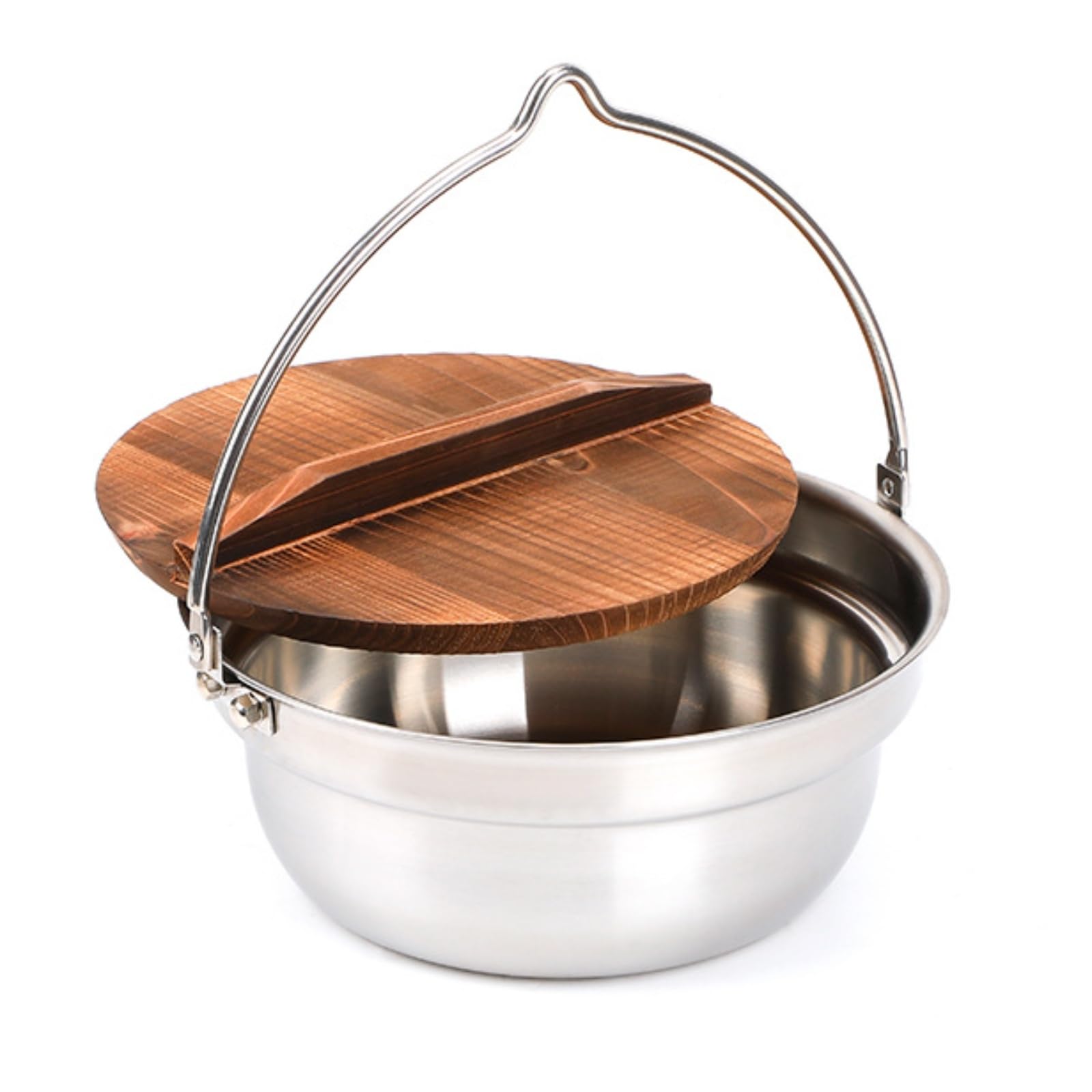 Olla Acero Inoxidable con Tapa Multifuncional Olla Colgante Ergonómico Puchero con Asa para Campistas, Fogata, Camping, 24cm, Olla Colgante Multifuncional De 24cm, Modelo A