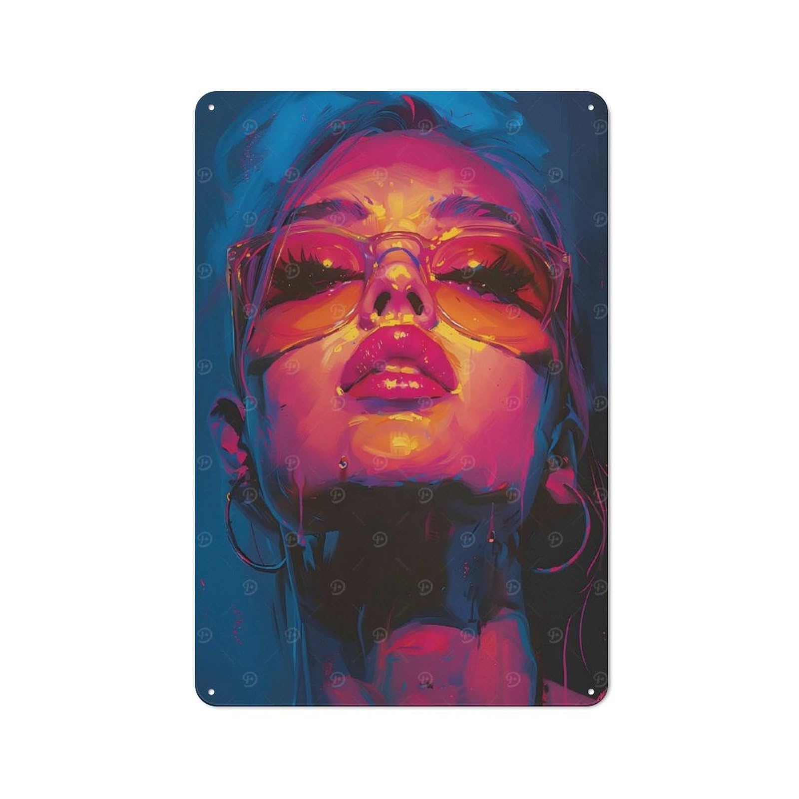 Tin Wall Plaque 30x20cm with Neon Dreamscape for Home Bar Wall, for Hosts Who Enjoy Retro Interiors Refreshing A Room in Autumn