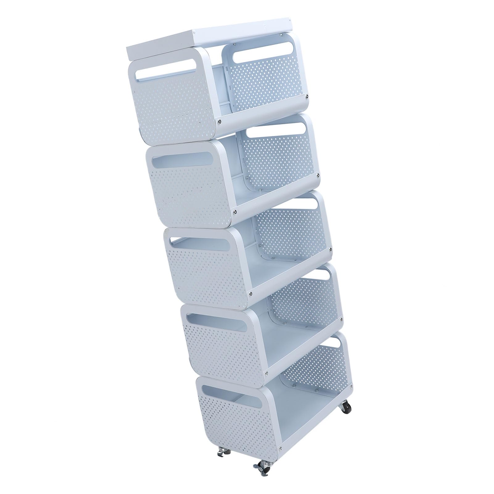 Pssopp Carrito Utilitario Rodante, Carrito de Almacenamiento de Utilidad, Carrito Utilitario de Acero Inoxidable, Estante Organizador para Oficina, Baño, Cocina (5 Niveles)