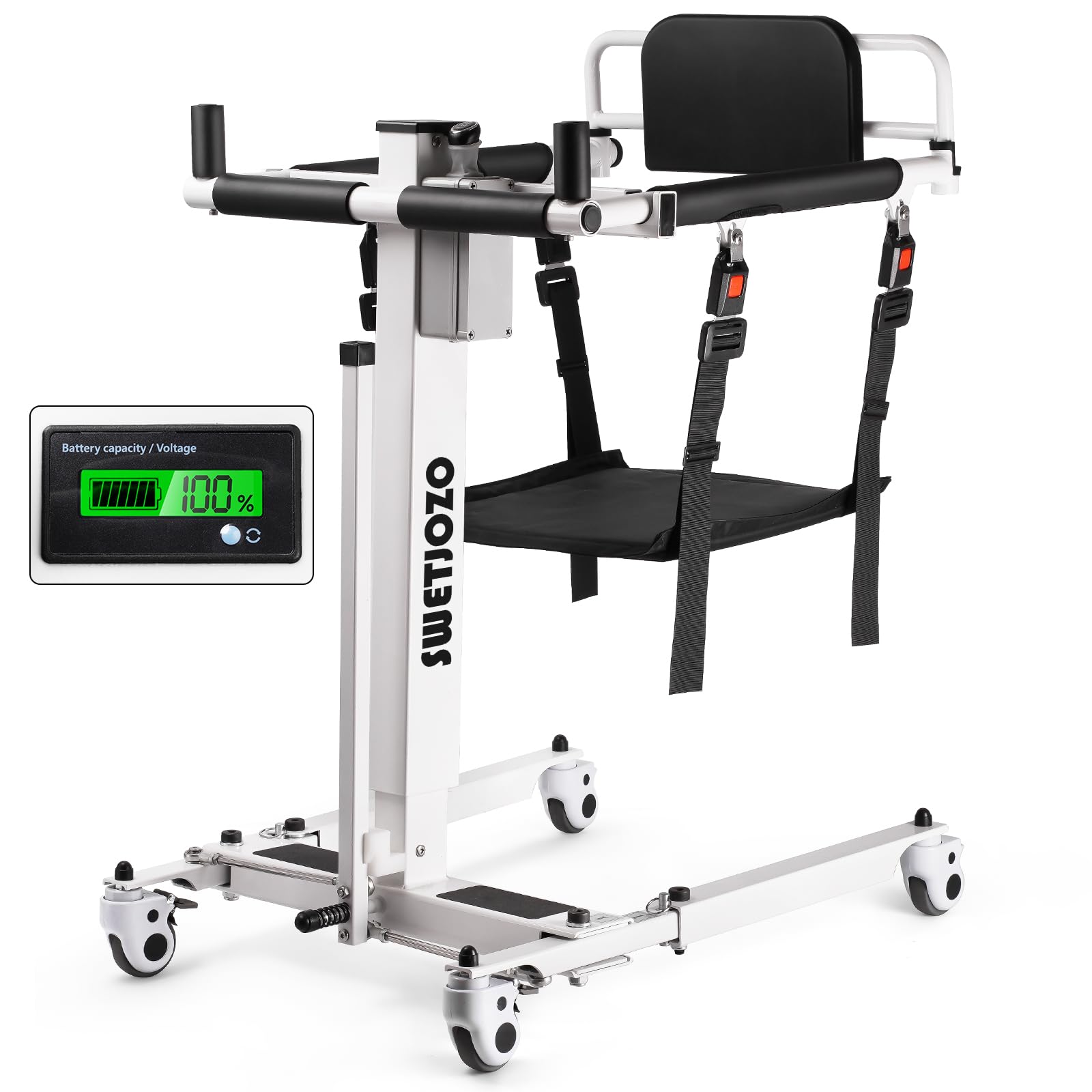 Photo 1 of Electric Patient Lift Transfer Chair, Adjustable Medical Mobility Lift 33.8"-47.6", 300 lbs Capacity, Waterproof Shower Transfer Chair, Foldable Portable Handicap Transfer Aid for Elderly & Home Care