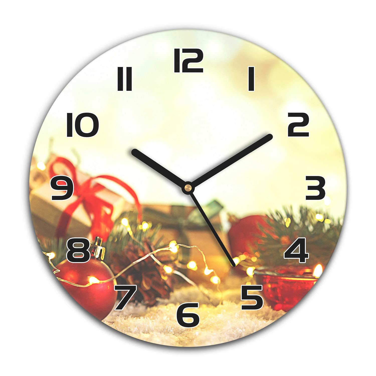 Horloge en verre cuisine Noël Coloray 30 cm silencieuse sans tic-tac