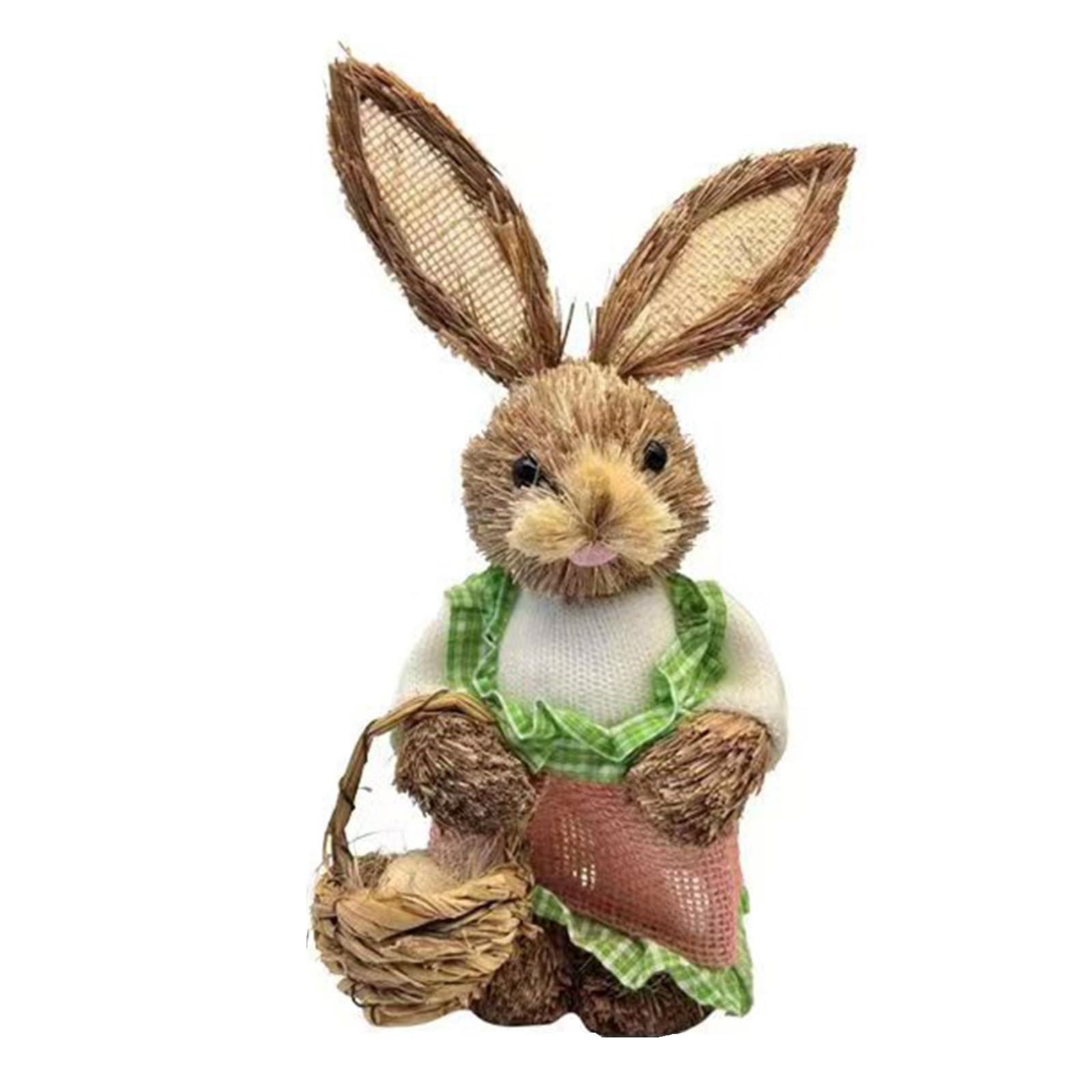 Snorvixre Natural Grass Woven Hare Ornament Easter Decoration for Tabletop Mantel Shelves Holiday Easter Hare Decoration