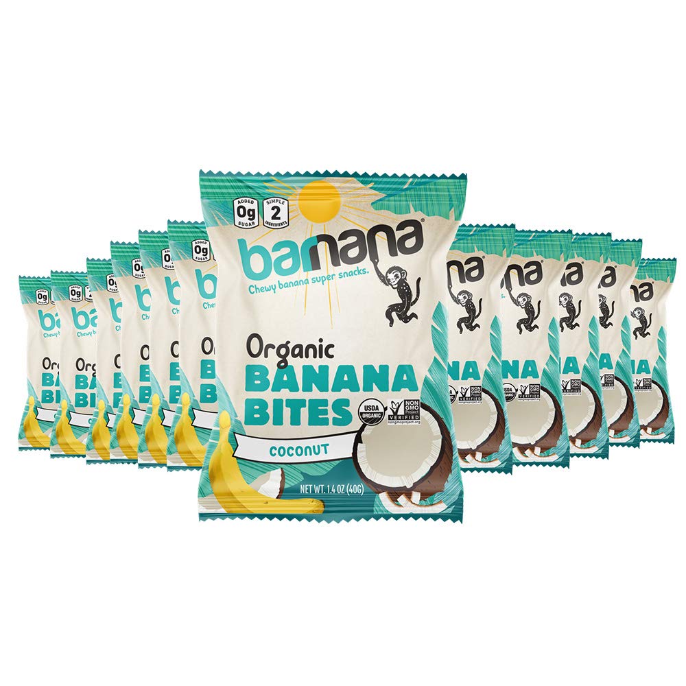 Barnana Organic Coconut Chewy Banana Bites, 1.4 Ounce Bag (Pack of 12)