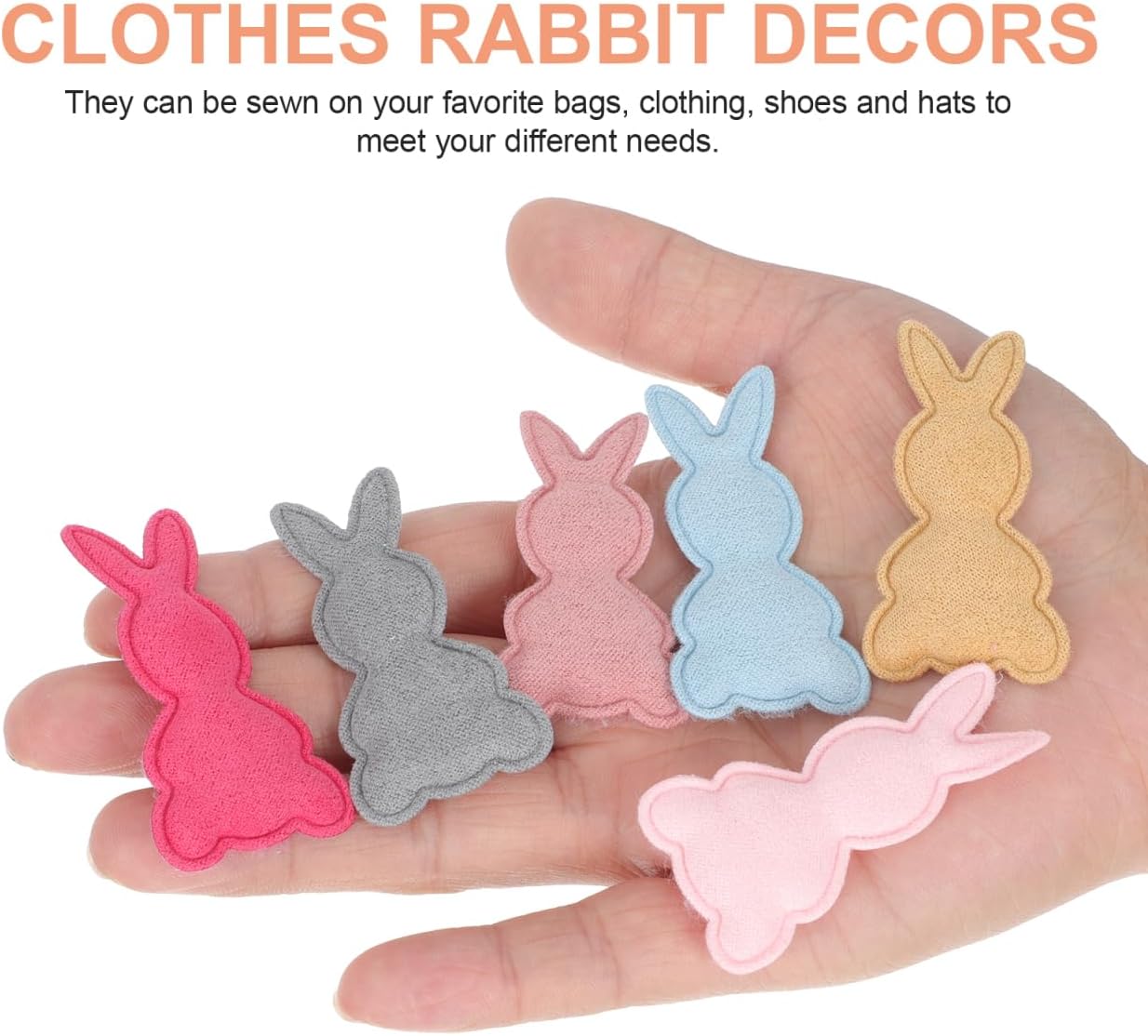 50pcs Cute Rabbit Iron on Patches, Bunny Sew Appliques Repair Patch DIY Crafts for Hair Cilp Clothes Hat Shirt Bag Jeans Jacket Decorations