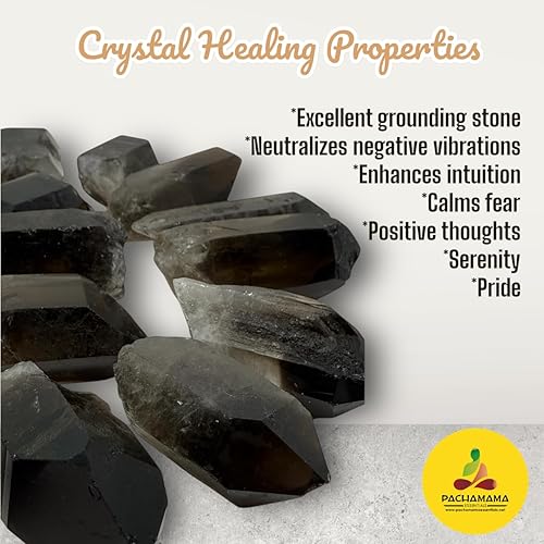 Miniatura 4 de Punta de cristal de cuarzo ahumado (1.5" - 3") Espécimen de varita ahumada natural áspera