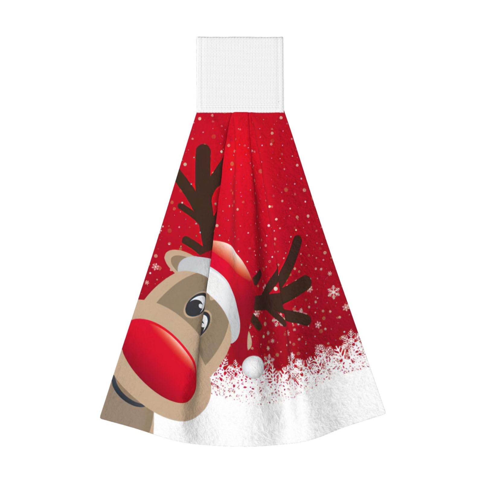 DUWAA Christmas Print Hanging Hand Towel Quick Dry Bathroom Towel Soft Kitchen Towel