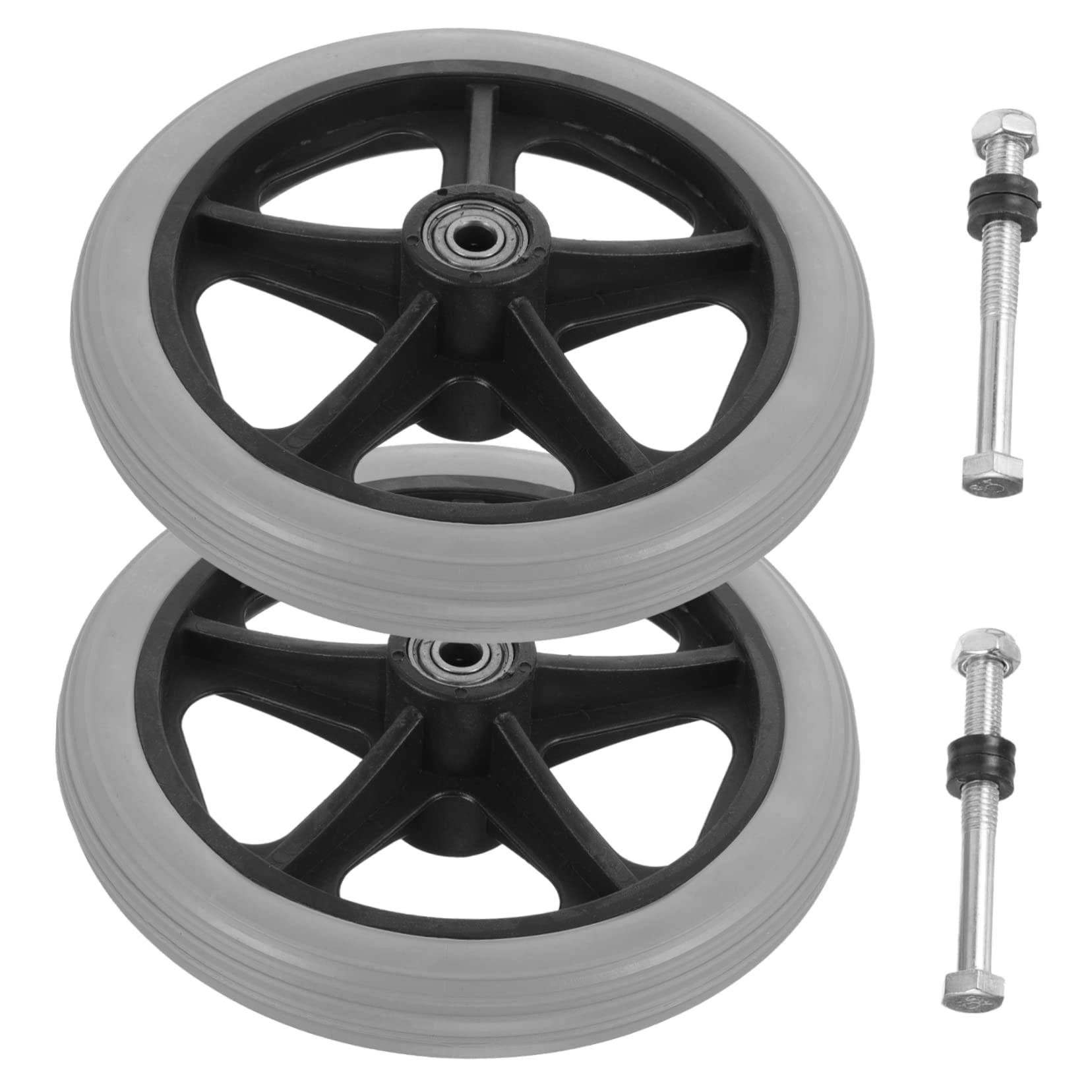 KOMBIUDA Universal Wheelchair Wheels Replacement Wheels for Wheelchair 7 Inches Diameter Heavy Duty Non-Slip Wear-Resistant Suitable for Disabled Vehicles Medical Vehicles