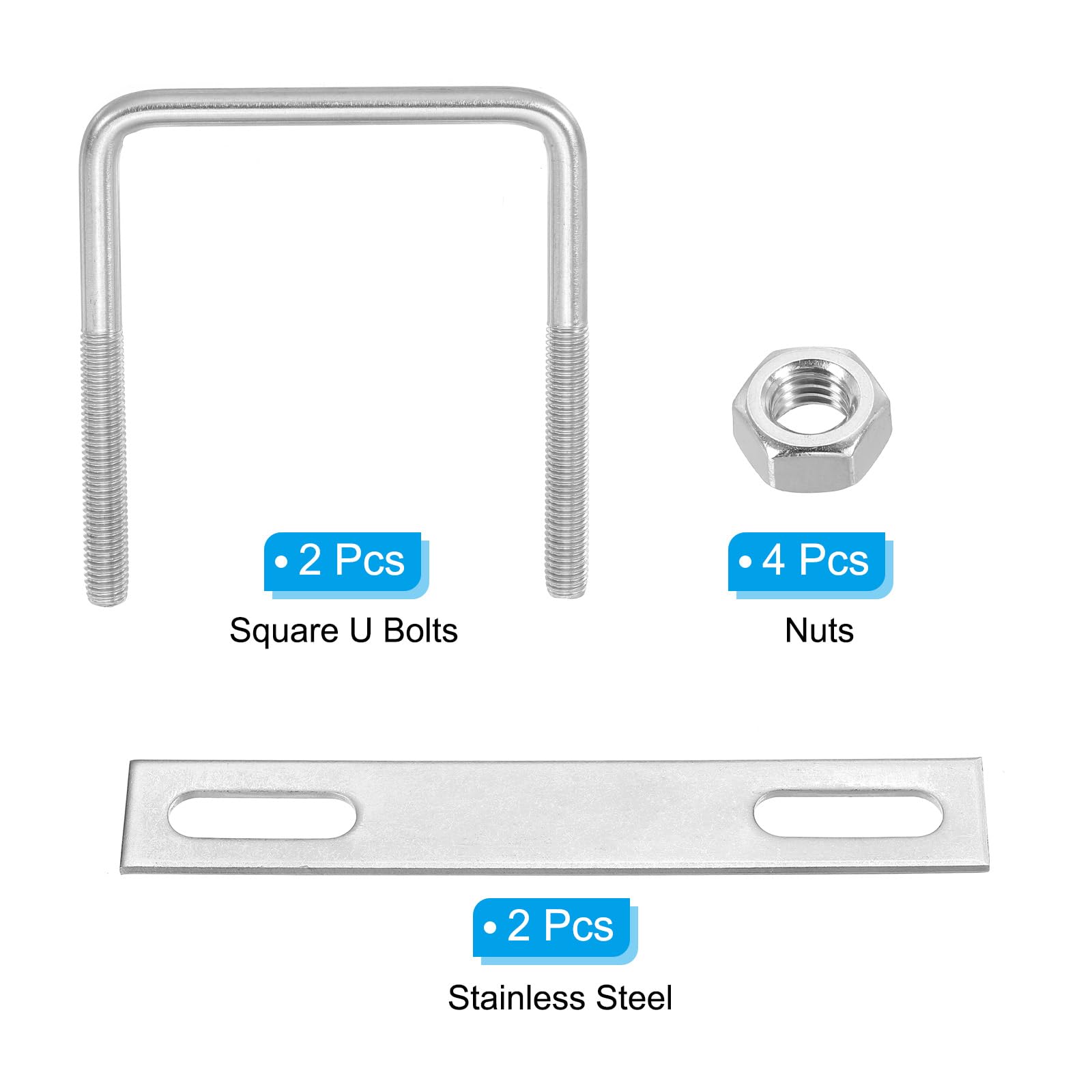PATIKIL M10x90x120mm Square U-Bolts Kit - Image 3