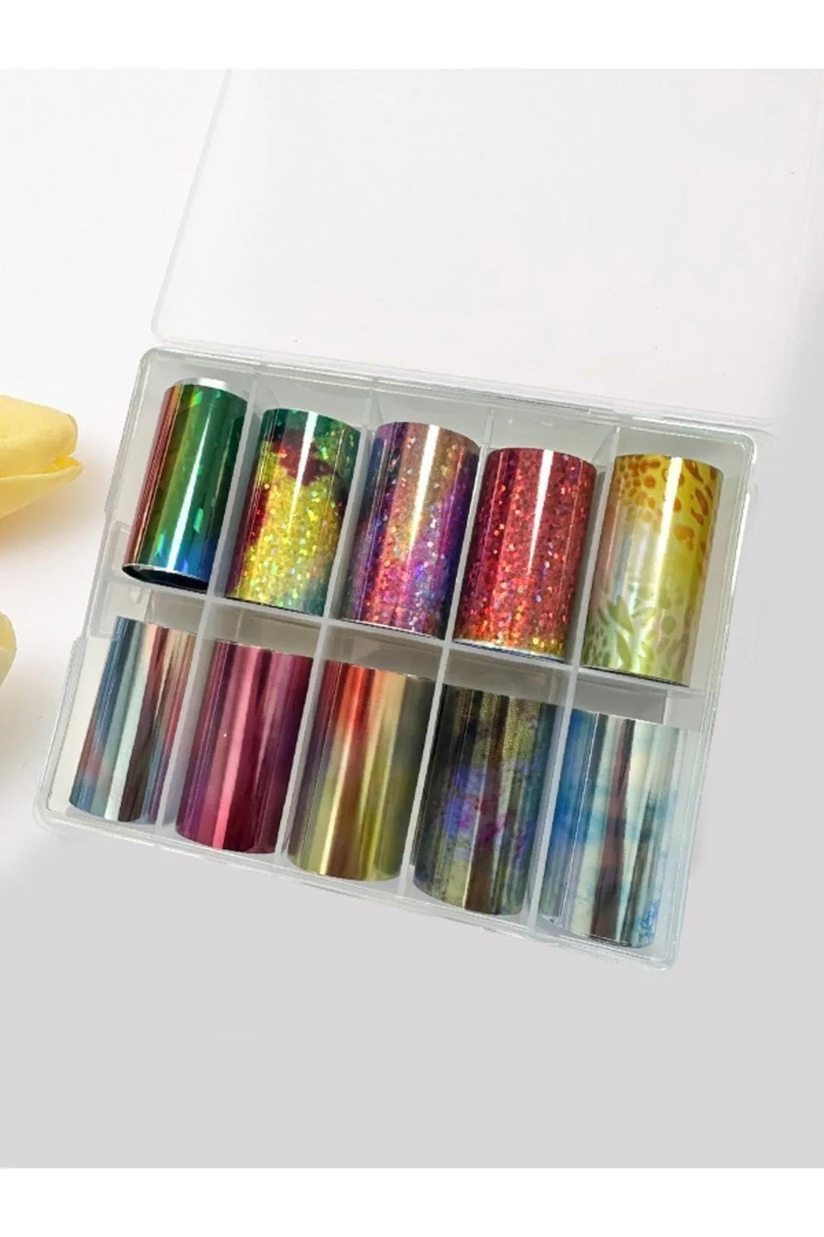 Fontenay Tırnak Süsleme Folyo, Nail Art Tırnak Süsleme Folyo Seti 10'Lu No:2177 Çok Renkli