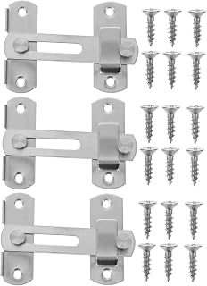 TEHAUX 3 Sets Stainless Steel Flip Lock Kitchen Cabinet Door Handles Cupboard Handles Drawer Knobs Gate Latches Flip Door Flip Cabinets Handles Safety Gate Flips Latch Door Lock Silver