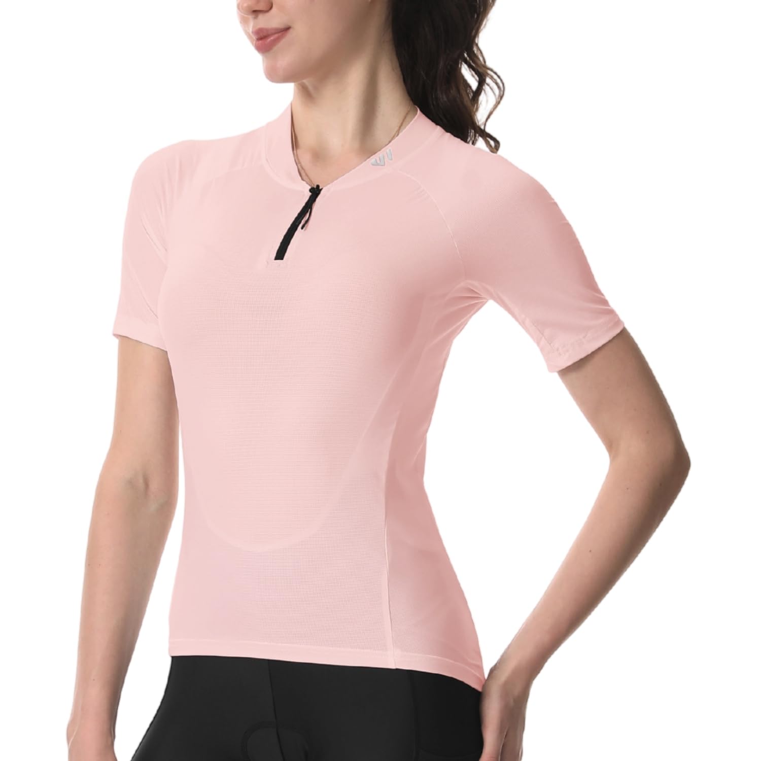 Wulibike Radtrikot Damen Halbe ReißVerschluss Fahrradshirt Mountainbike Fahrradtrikot Atmungsaktiv Rennrad Trikot Kurze äRmel Frauen Fahrrad Shirt 4 Tasche