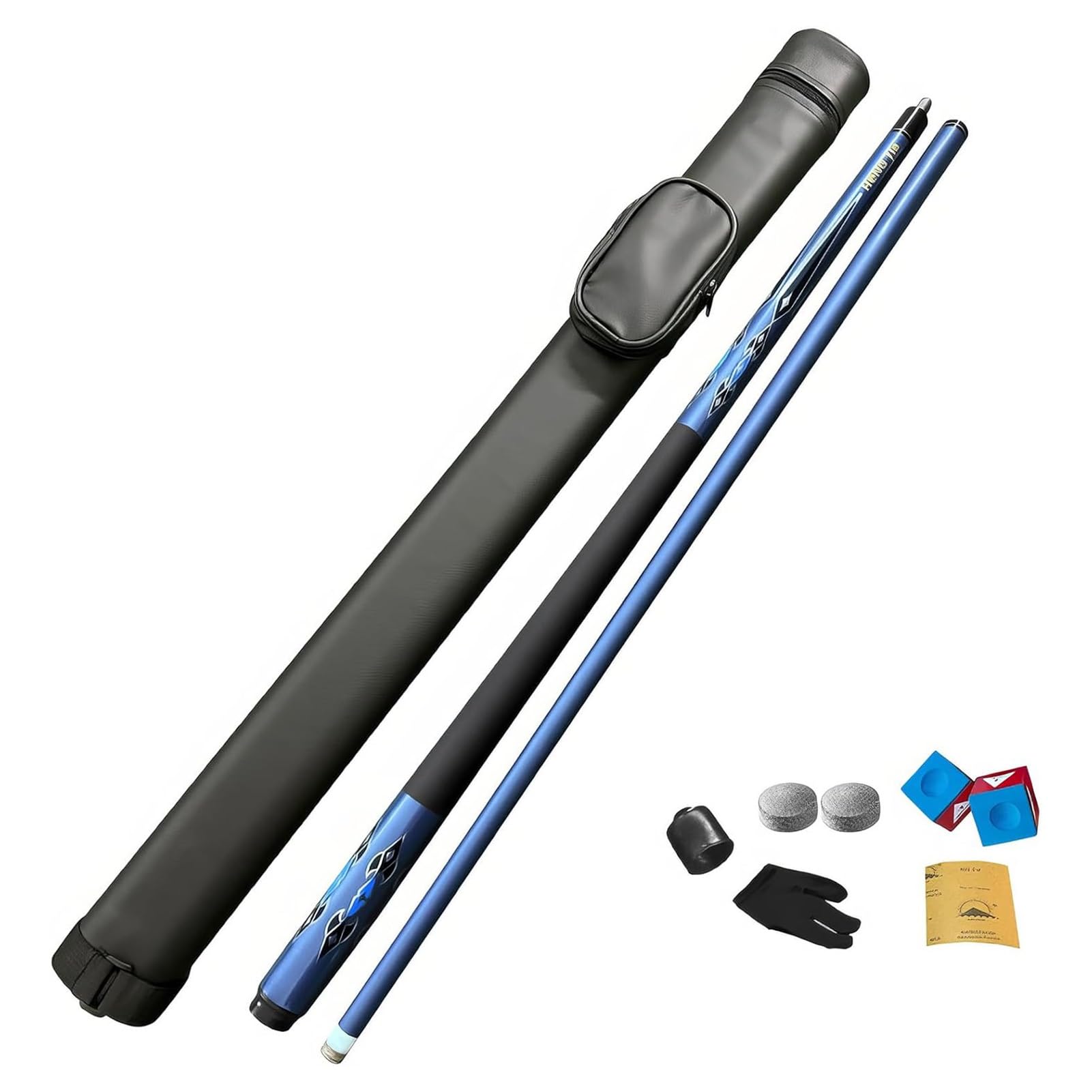 HTDRE Premium Snooker Cue - 58 Inch Carbon Fibre Billiard Cue Stick with 1/2 Joint, Includes Hard Bag & Chalk for Billiards Fans