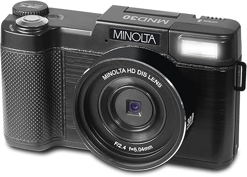 Miniatura 2 de Minolta MND30-BK 30MP 27K Ultra HD 4X Zoom Digital Camera Black Bundle with Deco Photo Point and Shoot Field Bag Camera Case BlackRed