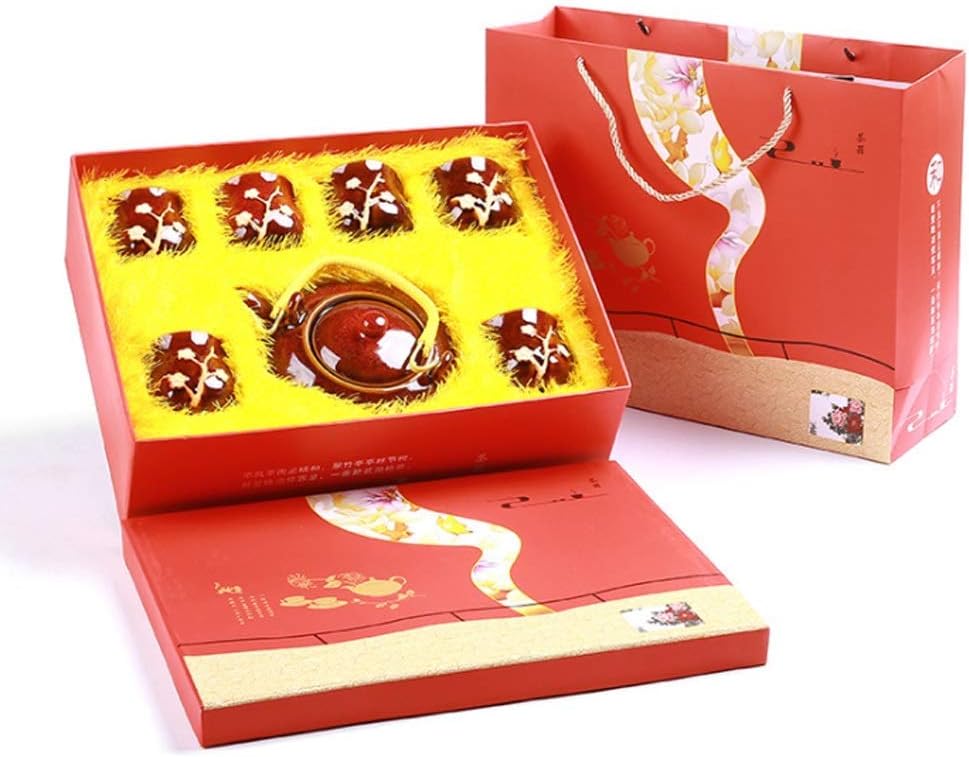 Japanese Cast Iron Tetsubin Teapot Chinese Kung Fu Tea Set, Plum Blossom Pattern Vintage China Tea Set, for Household Office Tea Accessories