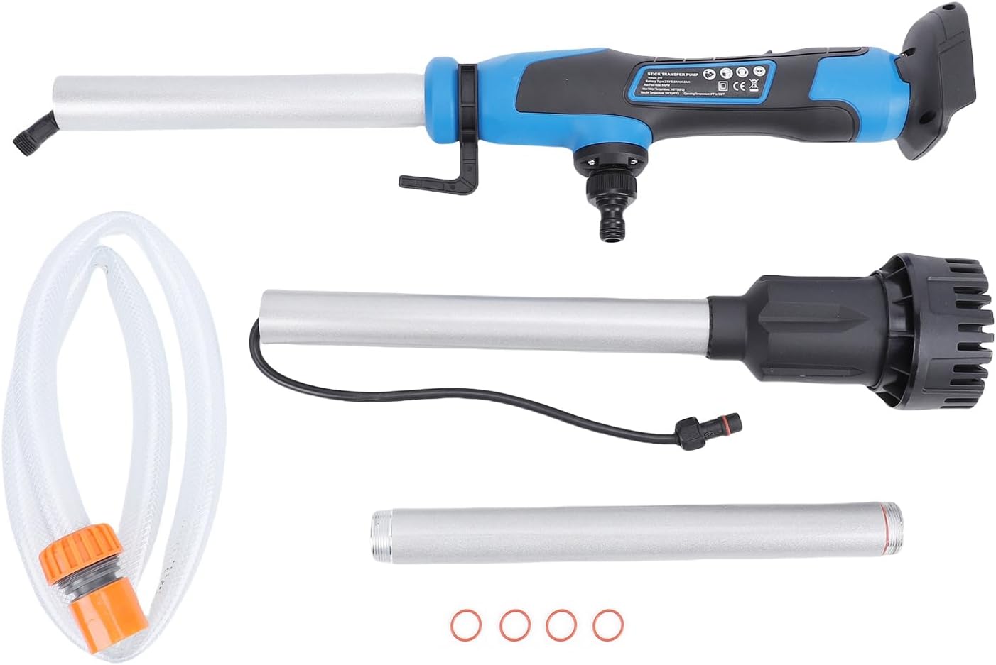 Focket Cordless Stick Water Transfer Pump, 36LPM Flowrate Detachable Battery IPX8, Portable Sump Pump with 3.3ft Hose for Basement Crawl Space Boat