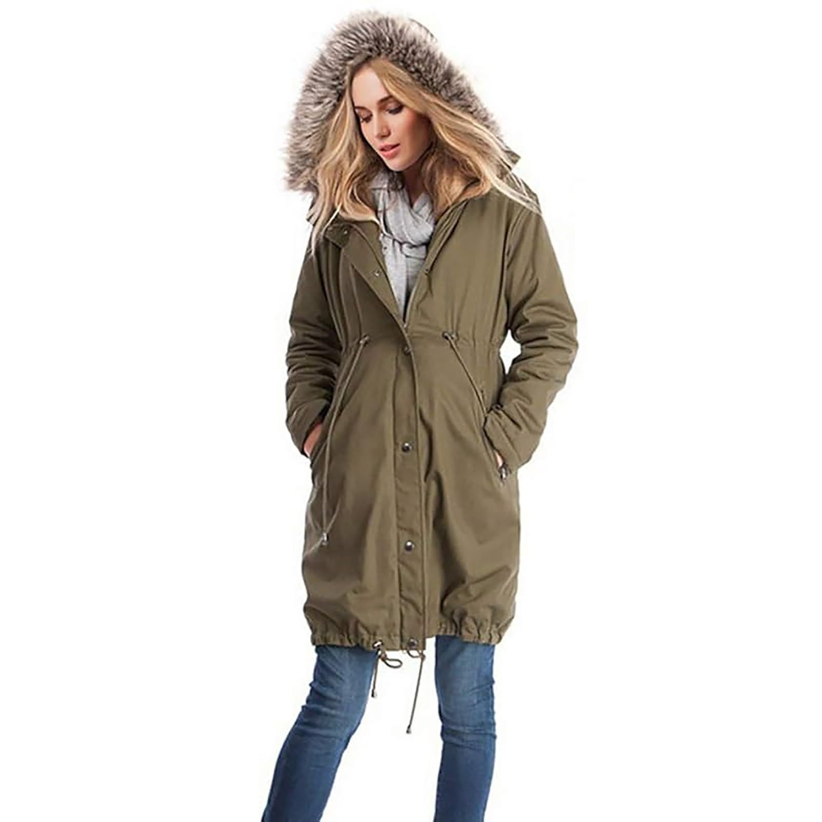 Umstandsjacke Tragejacke Winter - Freizeitjacke Damen Sportlich | Winter - Outdoorjacke Wasserdicht Atmungsaktiv Lang Windjacke Leicht Winter Daunenjacke Warm Damenjacke Arbeitsjacke