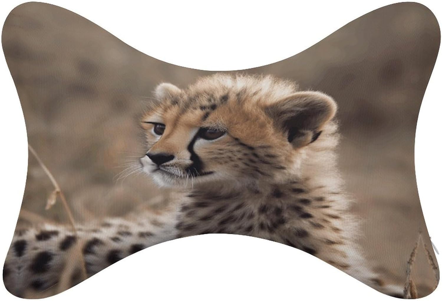 Baby Cheetah Neck Pillo Slow-Rebound Memory Foam Car Headrest Pillows Bone Shaped Pillow with Elastic Band Removable Case Car Pillows for Office Travel Airplane