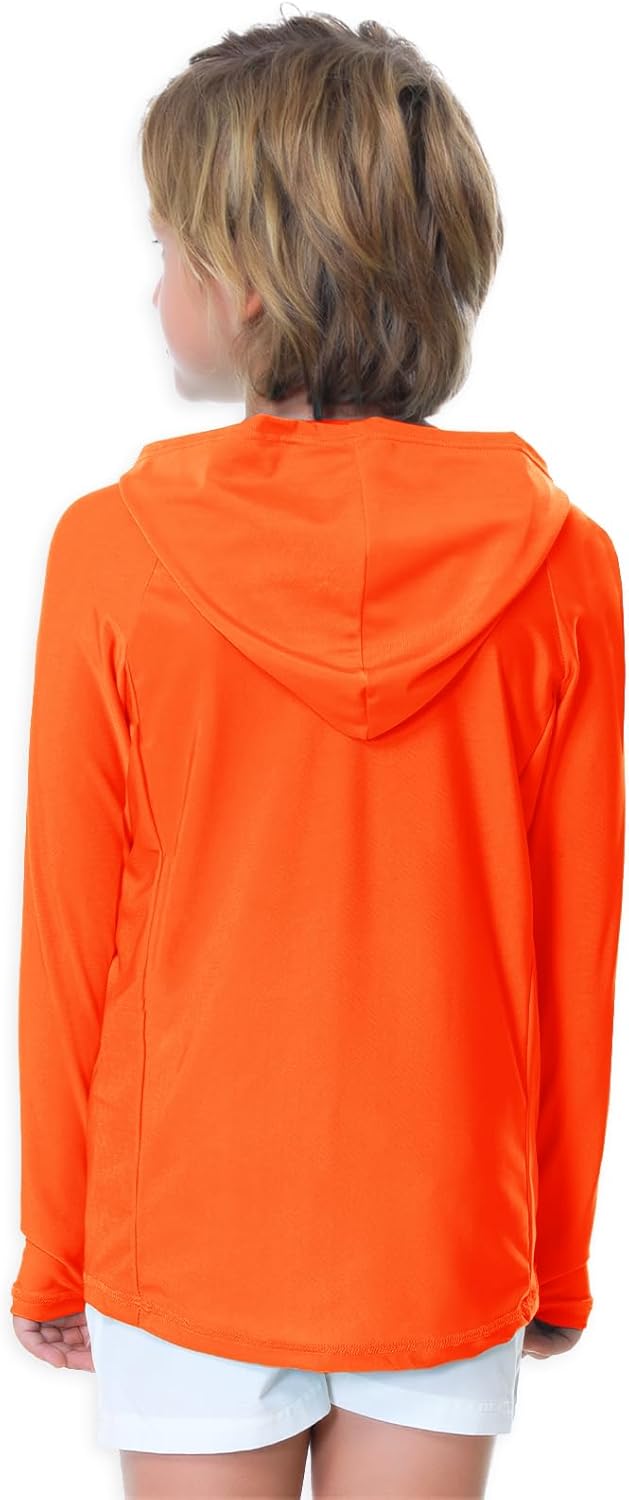 AOBUTE Unisex Kids Long Sleeve Hoodie Rash Guard Boys UPF 50+ Swim Top with Thumb Hole 3-12 Years - Image 6