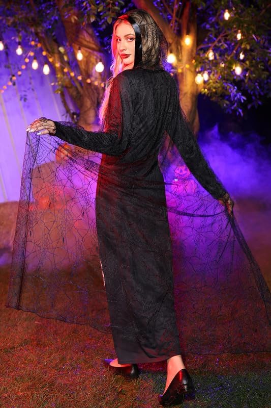 Miniatura 5 de For G and PL Women's Halloween Black Lace Dress Spider Web Costume