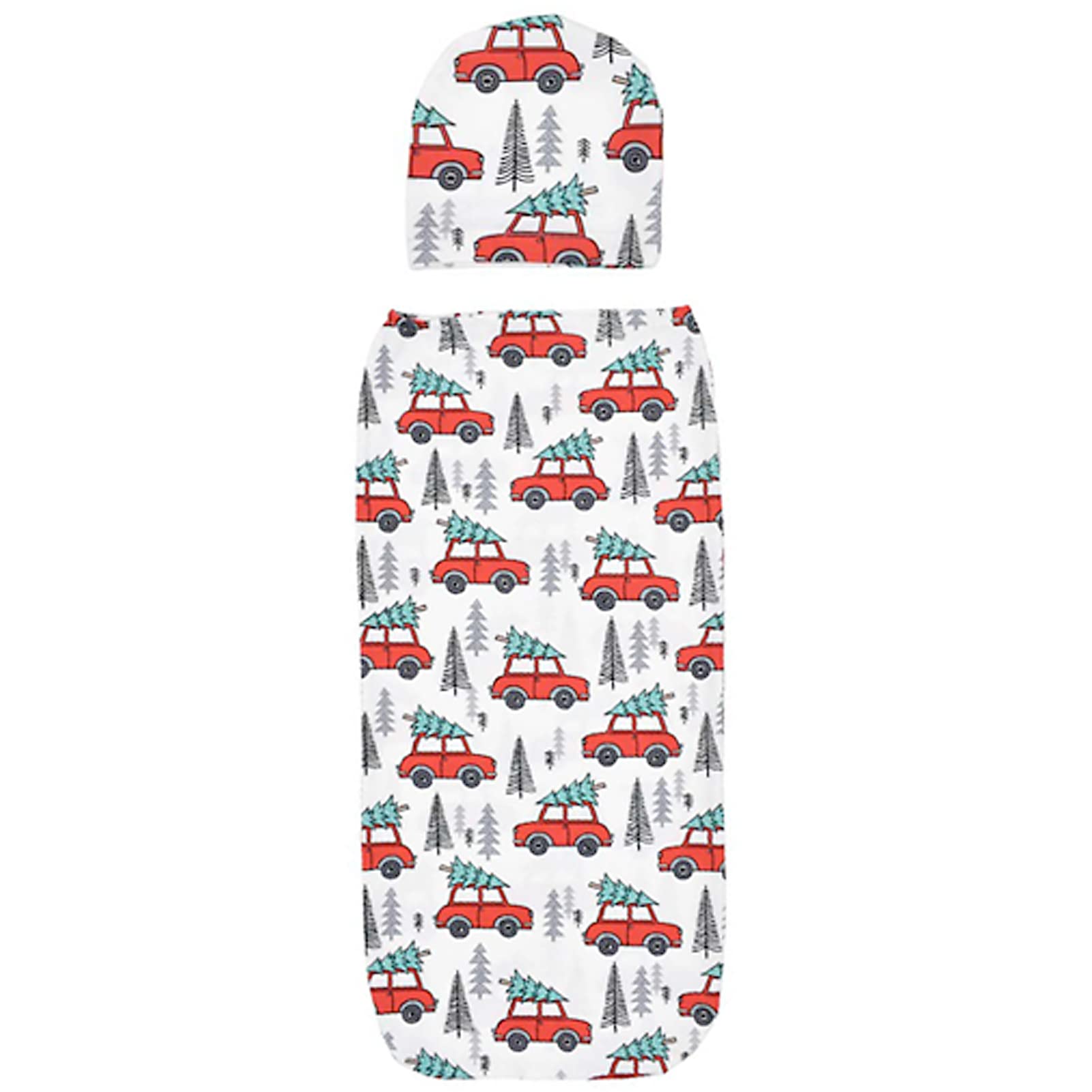 Newborn Swaddle Blanket with Beanie Set Soft Stretchy Cocoon Sack for 0-3 Months Baby Boys and Girls