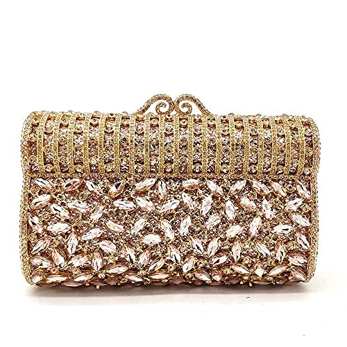 Boutique De FGG Women Formal Evening Bags and Clutches Party Rhinestone Clutch Purse Wedding Bridal Crystal Clutch Bags,Mini Champagne