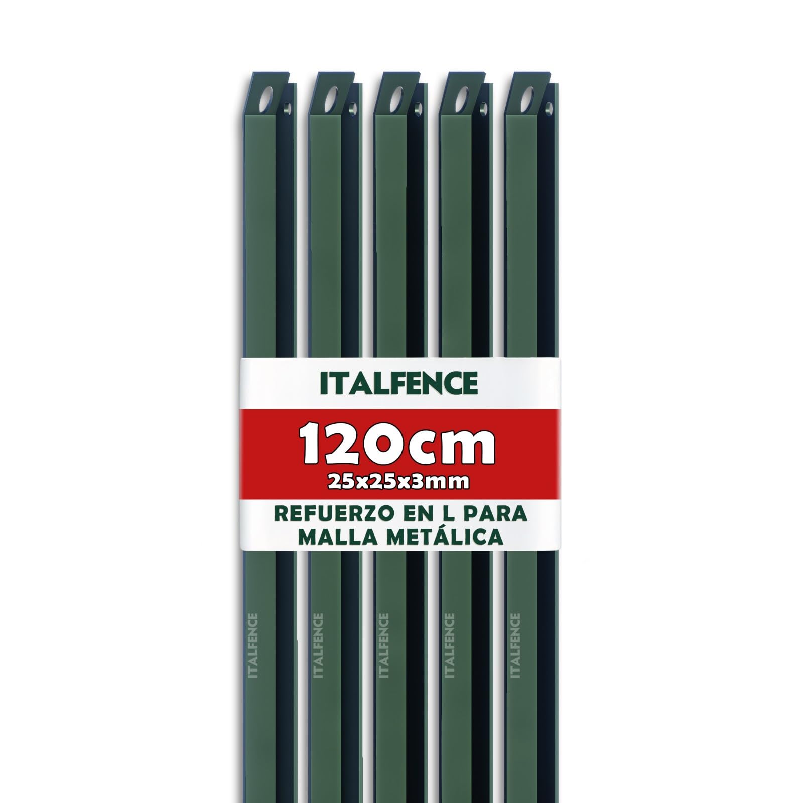 Tornapunta L H120cm 25x25x3mm en hierro plastificado verde [10 piezas]
