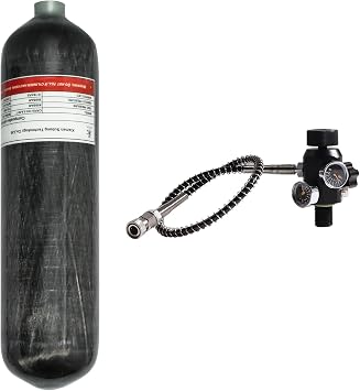 TUXING 4500psi 300Bar 3L Carbon Fiber HPA Tank High Pressure Cylinder with Regulation Valve Scuba Diving M18*1.5