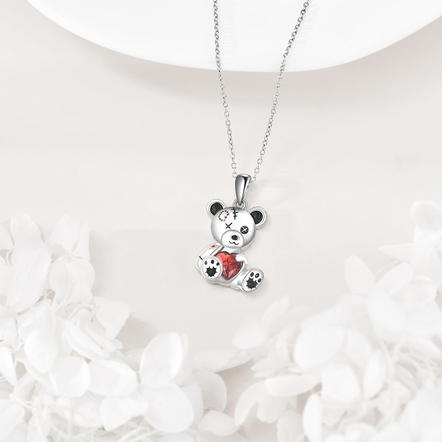 Voodoo Doll/Teddy Bear Necklace 925 Sterling Silver Pendant Necklace Jewelry Gifts for Women